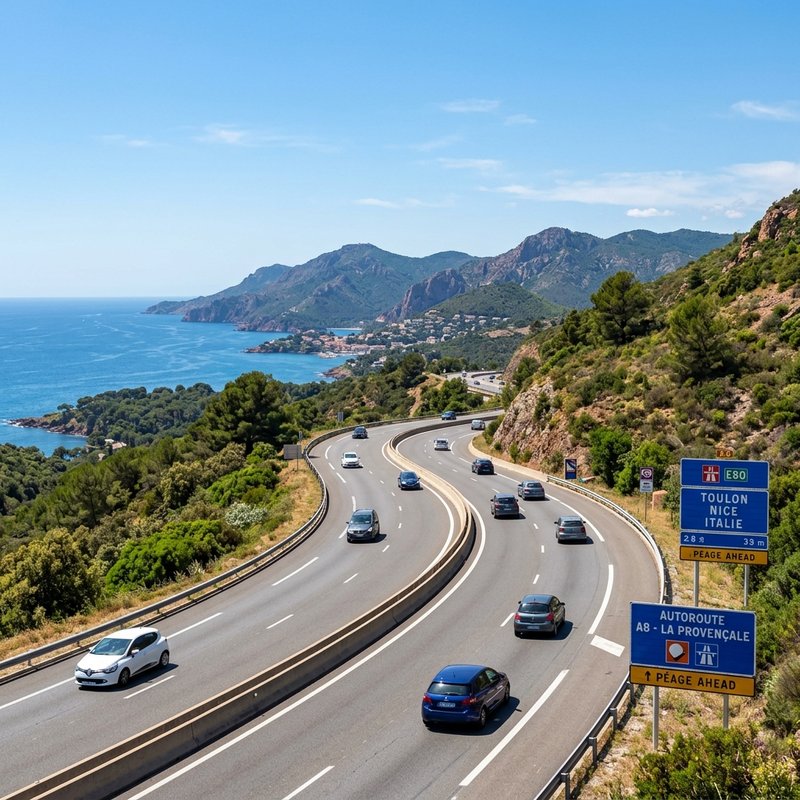 Une portion sinueuse de l'autoroute A8 sous le soleil de la Côte d'Azur